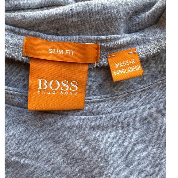 Hugo Boss Men's Medium Slim Fit Gray Long Sleeve Round Neck T-Shirt Cotton - Picture 2 of 6